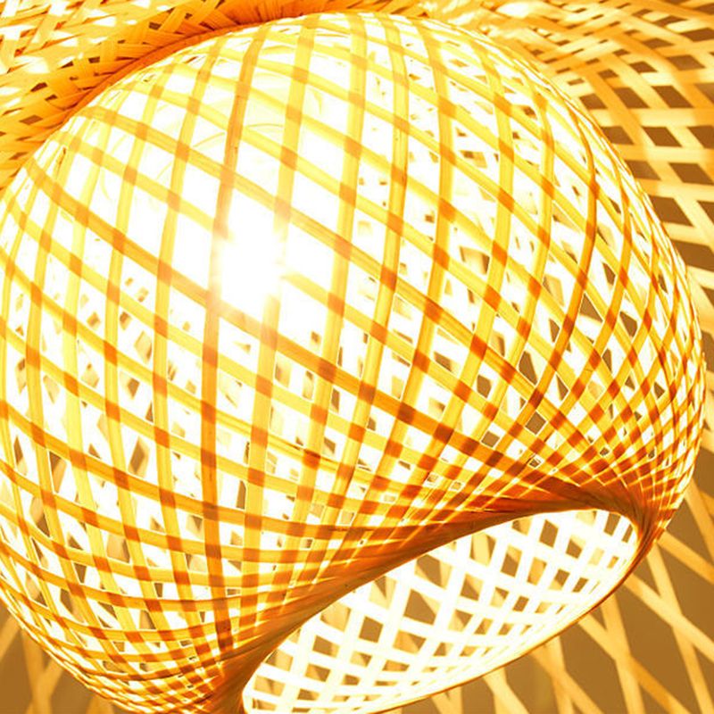 Japanse stijl bamboe inbouw 1-lichts plafondlamp voor eetkamer