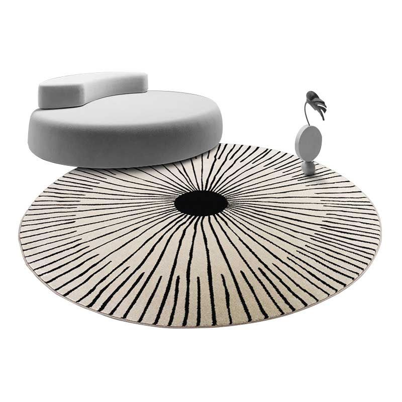 Modern Round Carpet Leisure Striped Pattern Area Rug Polyester Stain Resistant Carpet