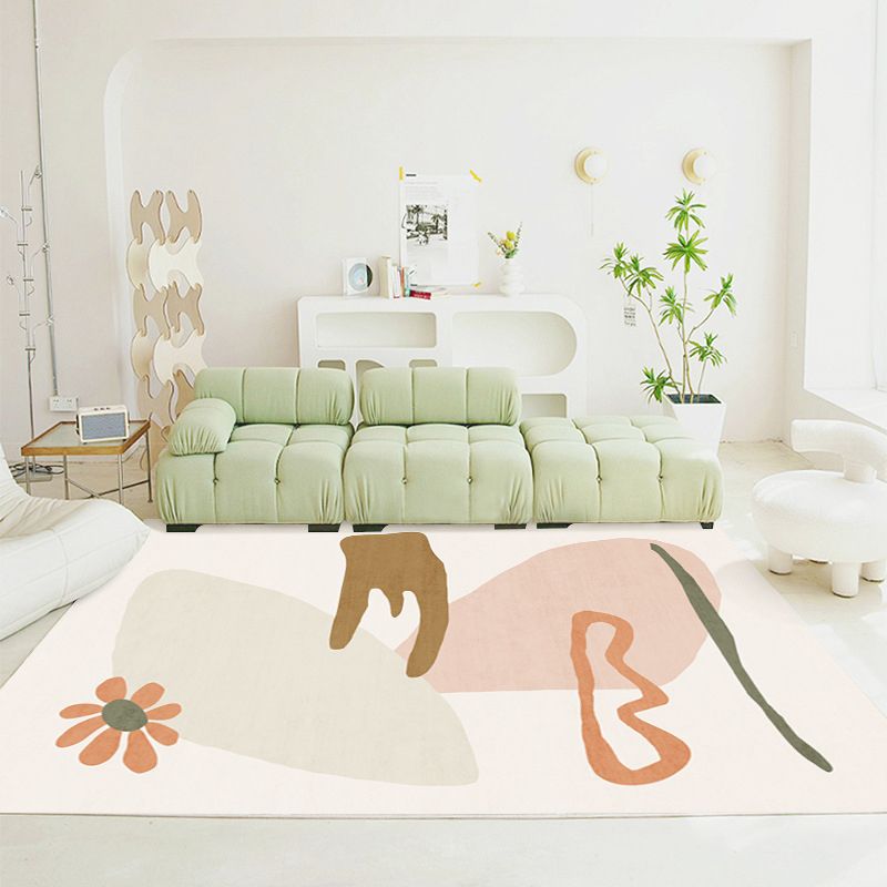 Abstract Pattern Living Room Rug Color Block Carpet Polyester Washable Area Rug