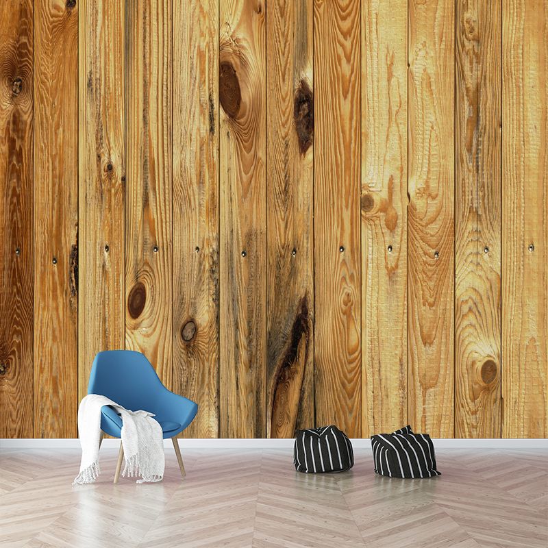 Customized Mildew Resistant Wall Mural Soft Color Wood Textured Pattern Wall Covering