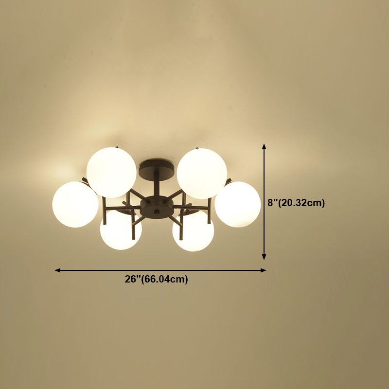 Black Ceiling Mounted Fixture Simple Globe Glass Living Room Ceiling Light