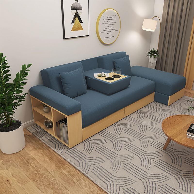 Contemporary Fabric Convertible Sofa Bed 29.53"High Pillow Top Arm Sofa Bed with Storage