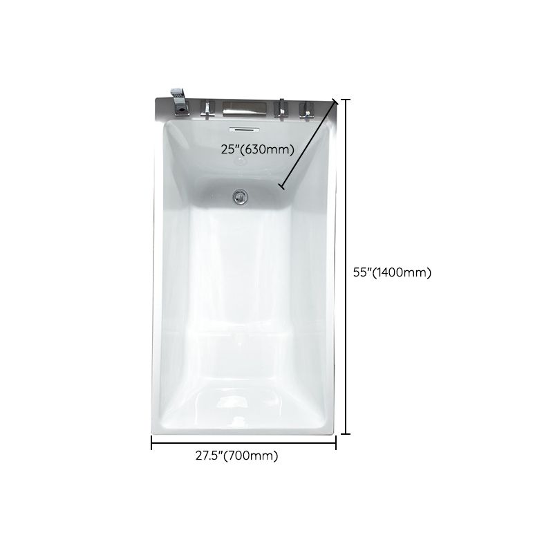 Acrylic Soaking Bathtub Antique Finish Rectangular Bathtub (Shelf not Included)