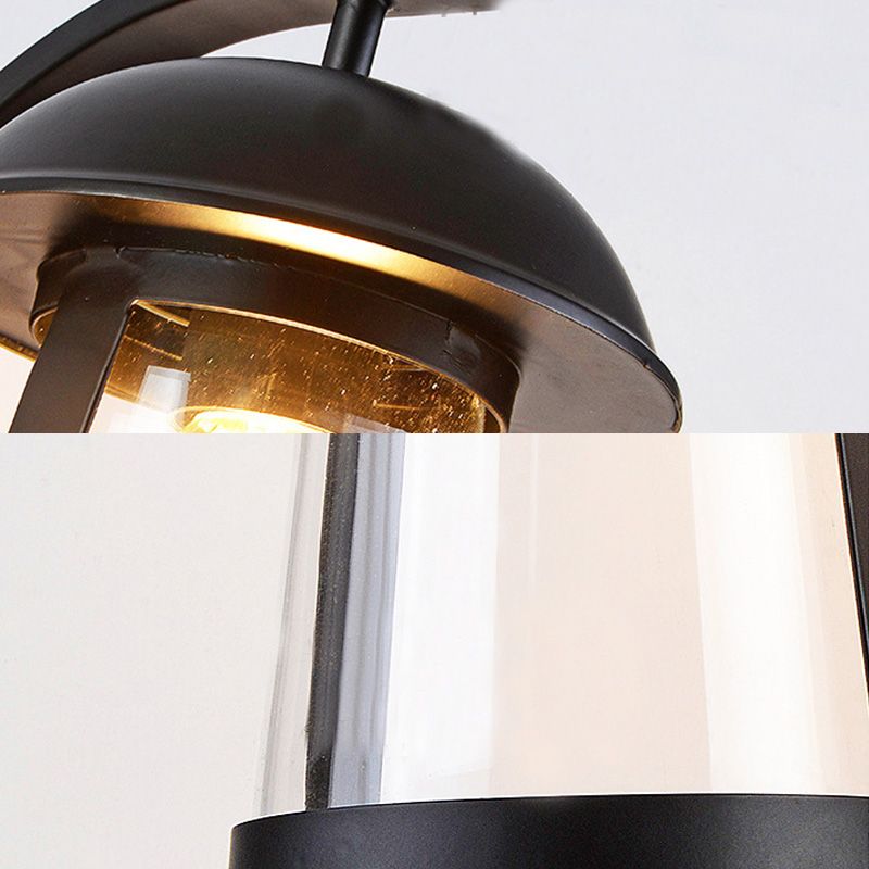 1 Imposto di illuminazione da esterno con cono nero con sconde in vetro chiaro chiaro