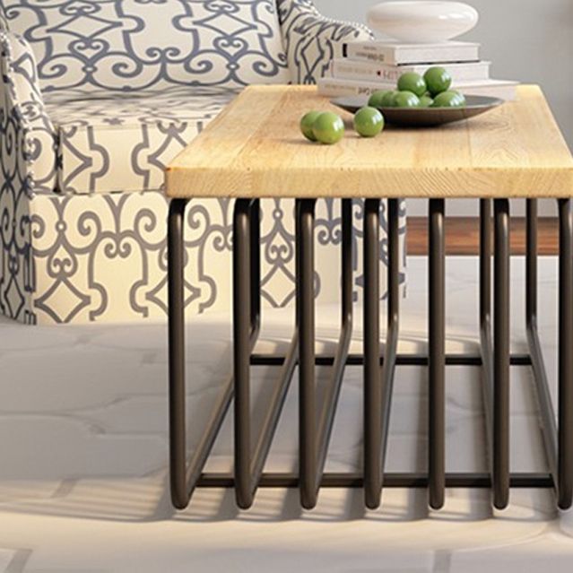 Metal Frame 1 Single Coffee Table Nordic Wood Rectangular Cocktail Table with Storage