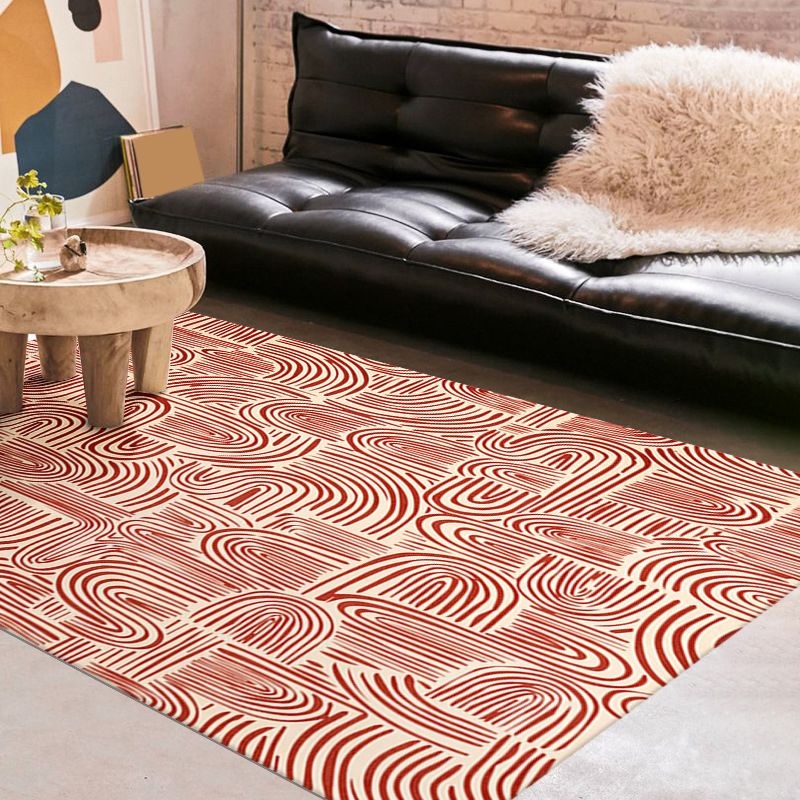 Orange Modern Carpet Graphic Polyester Carpet Tear Resistant Carpet for Drawing Room