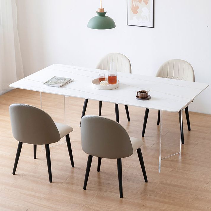 Modern 1/2/5 Pieces Dining Set  Acrylic Base Double Pedestal Dinette Set