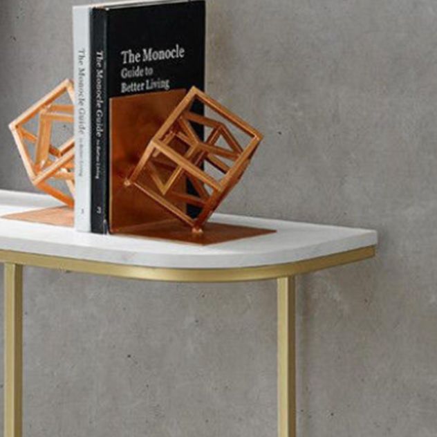 Marble Half Moon Console Table Modern 1-shelf Accent Table for Hall