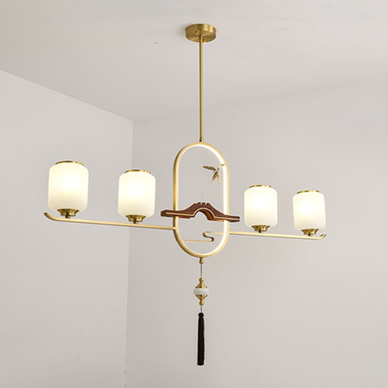 Simplicidad moderna Cilindro Luces de la isla de la isla Luces colgantes de vidrio blanco