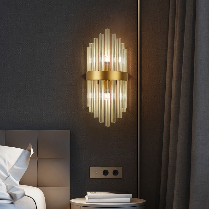 Crystal Geometry Shape Wall Lights Modern Style 2 Light Wall Sconce for Bedroom