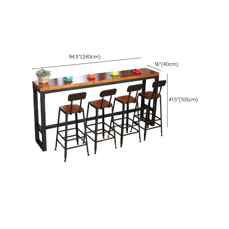 Industrial Brown Solid Wood Table Bar Dining Table for Kitchen Living Room