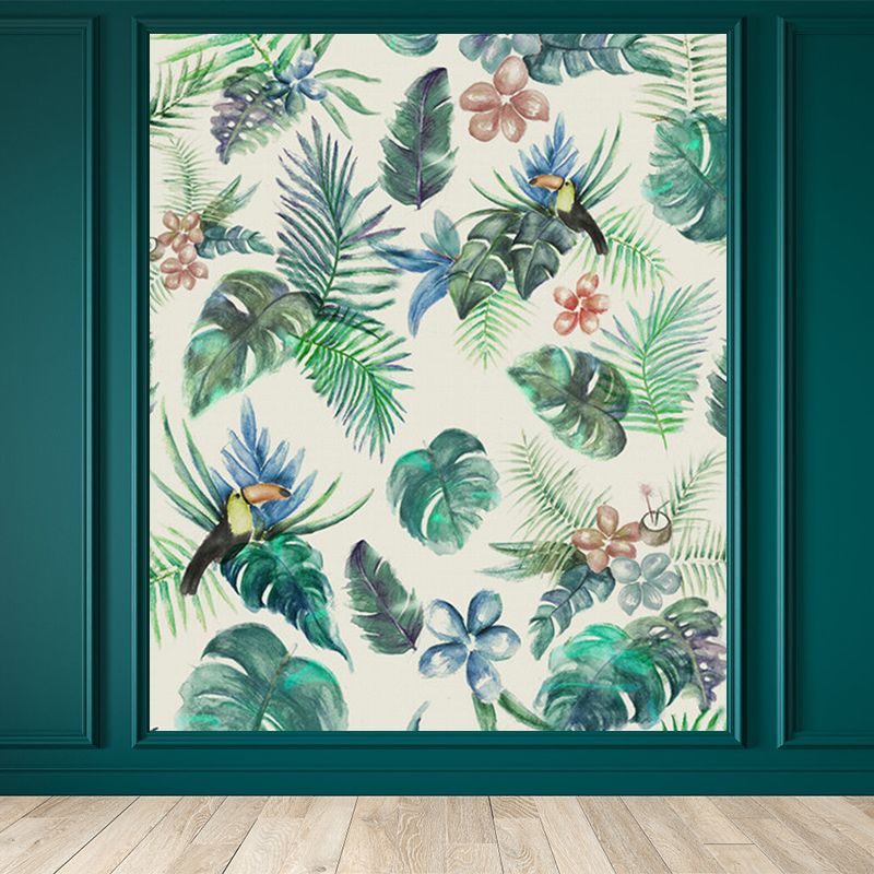 Large Flower and Botanical Mural Wallpaper Tropical Natural Landscape Wall Art in Green
