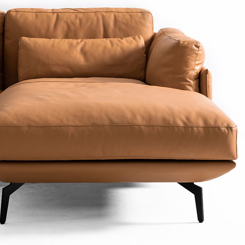 31"H Scandinavian Sectional Sofa Leather Sectional with Bostol Pillows