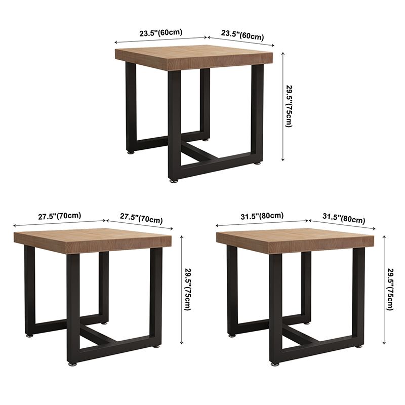 Industrial Style Solid Wood Dining Table Brown Square Table with Trestle Base for Dinning Room
