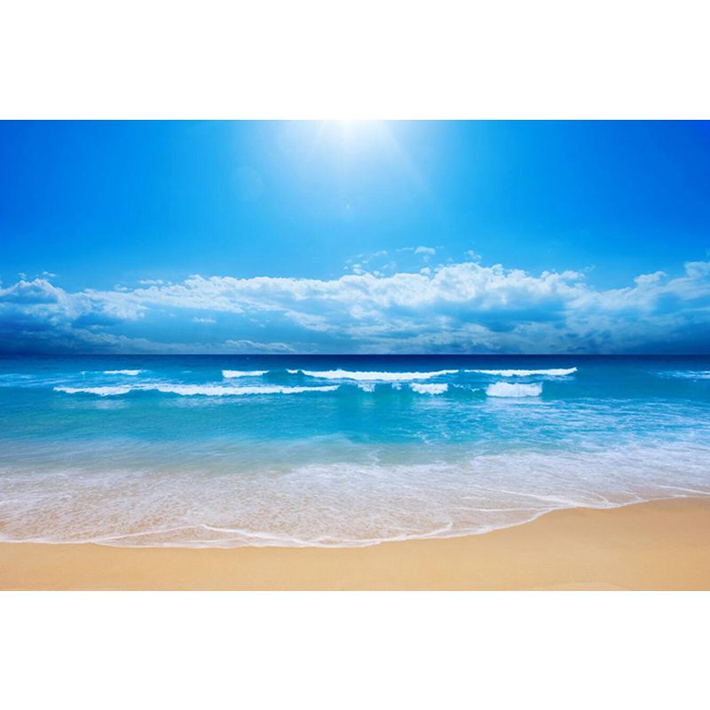 Sea and Sky Mural Wallpaper in Pastel Blue, Contemporary Wall Art for Accent Wall