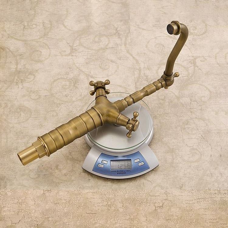 Glam Vessel Sink Bathroom Faucet Brass Cross Handles Swivel Spout Lavatory Faucet