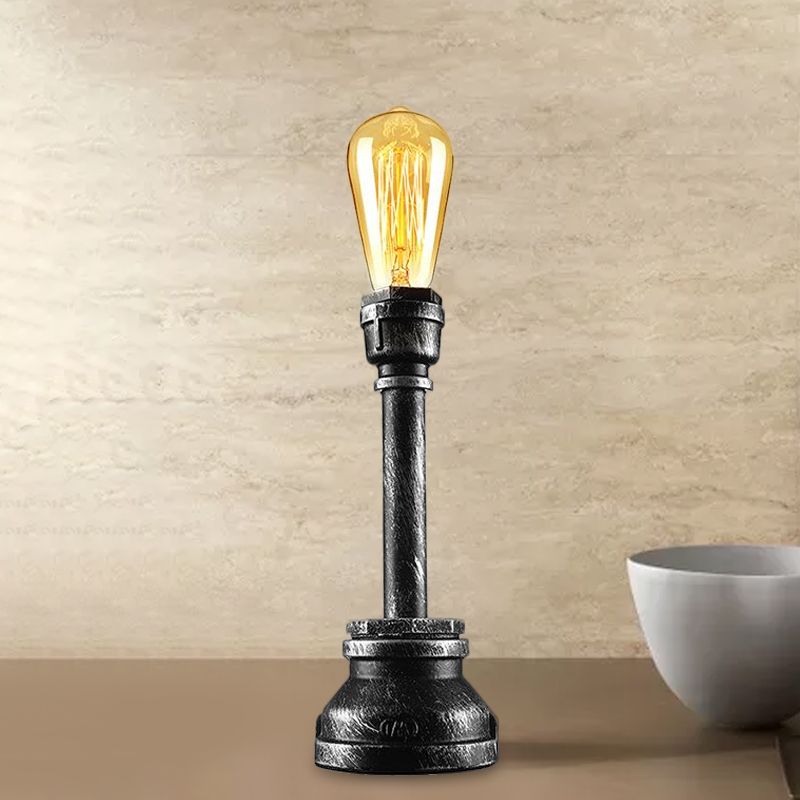 1 Light Exposed Table Lighting Industrial Style Copper / Antique Black Metal Table Lampe avec conception de tuyaux pour restaurant