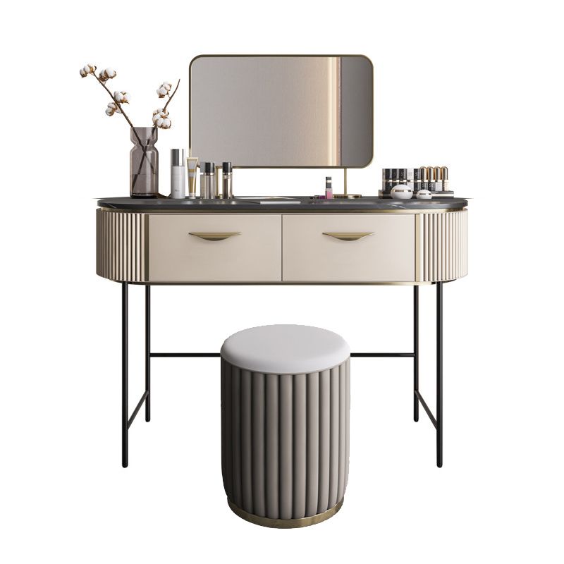 Modern 31.49 " H 2-Drawer Dressing Table Slate Top Vanity Stool