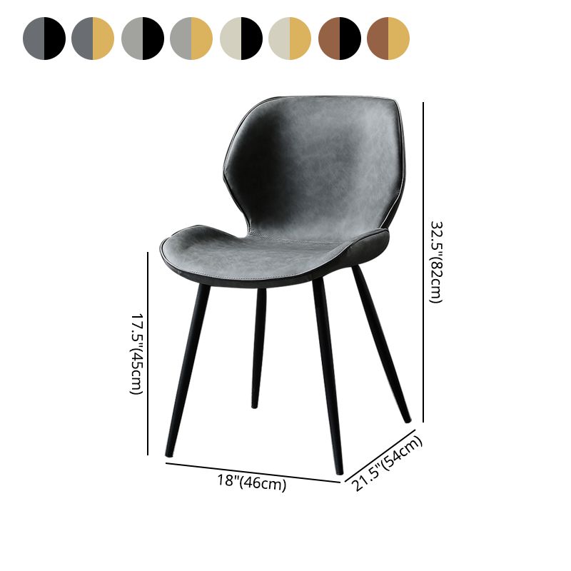 PU Leather Scandinavian Side Chair Wingback Matte Finish Dining Chair(Set of 4)