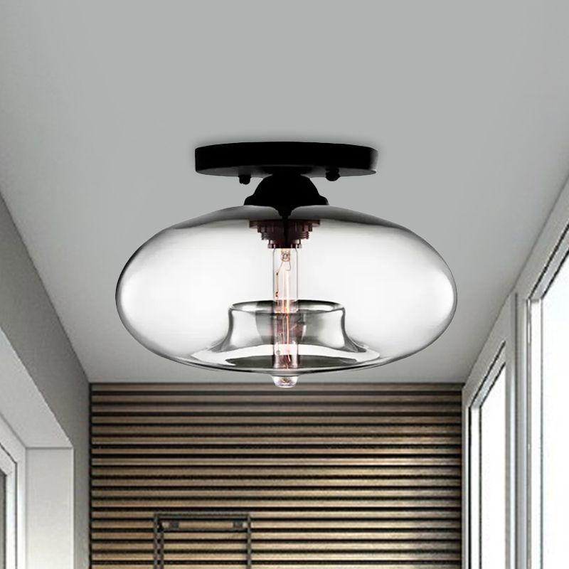 Lampe encastrée ovale en verre, Style Simple, 1 lumière claire/ambre/fumée, plafonnier pour couloir