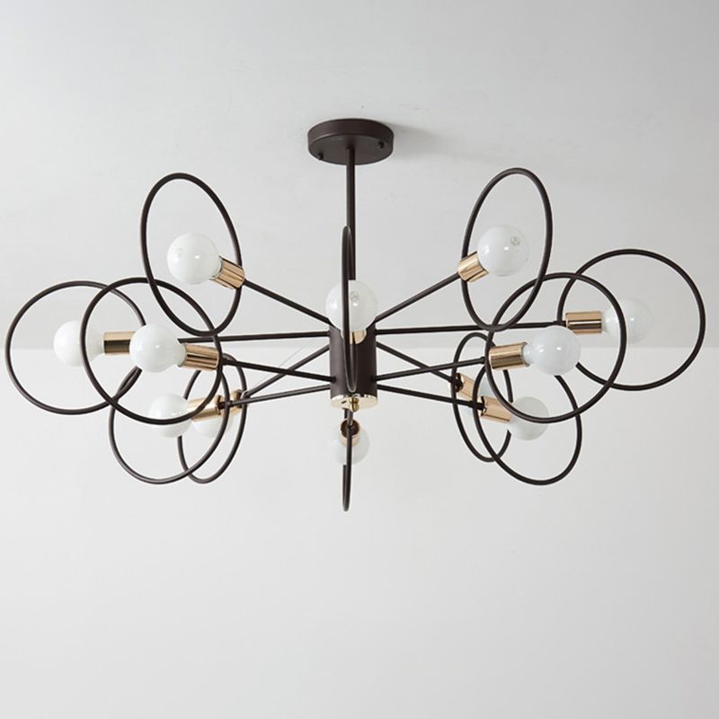 6/8/12-Head-Stufe Kreis Anhänger Kronleuchter Dachboden Style Kaffeeisen-Decke Anhänger Licht für Wohnzimmer