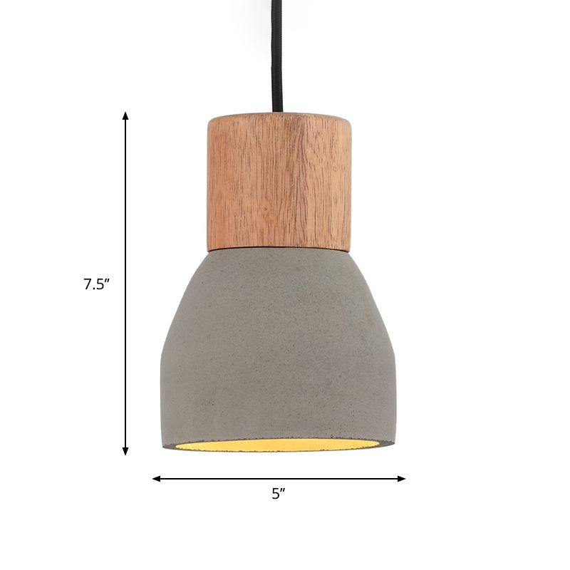 Flesvormige keukenbar druppel hanger Noordse cement 1 lamp grijs en houthangend plafondlicht