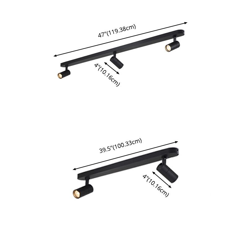 Wrought Iron Track Lighting New Modern Linear Ceiling Mounted Lamp with 3 Spotlights