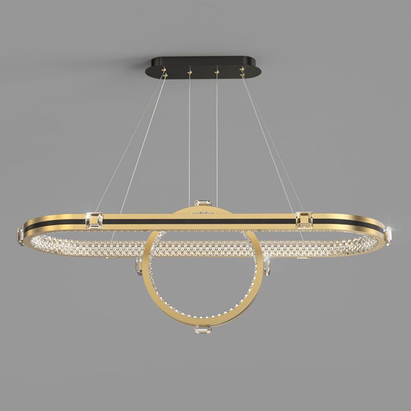 Postmodern Oblong LED Island Lighting Metallic Dining Room Suspension Lamp