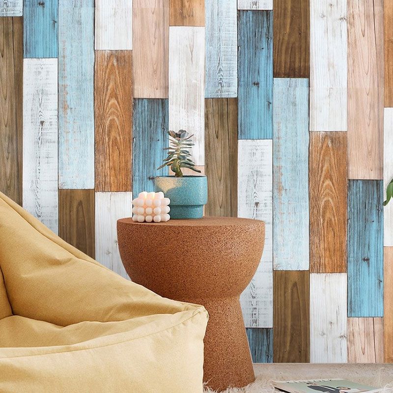 Wooden Stripe Wallpaper for Cafe and Dress Shop Self-Adhesive Modern Minimalist Wall Decor