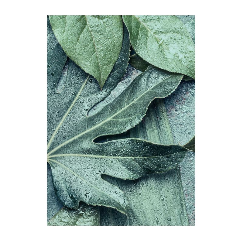 Farmhouse Leaf Print Wall Art Canvas Textured Green Wall Decoration for Family Room