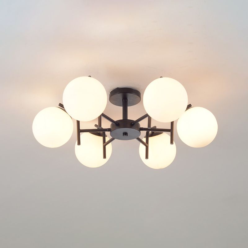 Black Ceiling Mounted Fixture Simple Globe Glass Living Room Ceiling Light