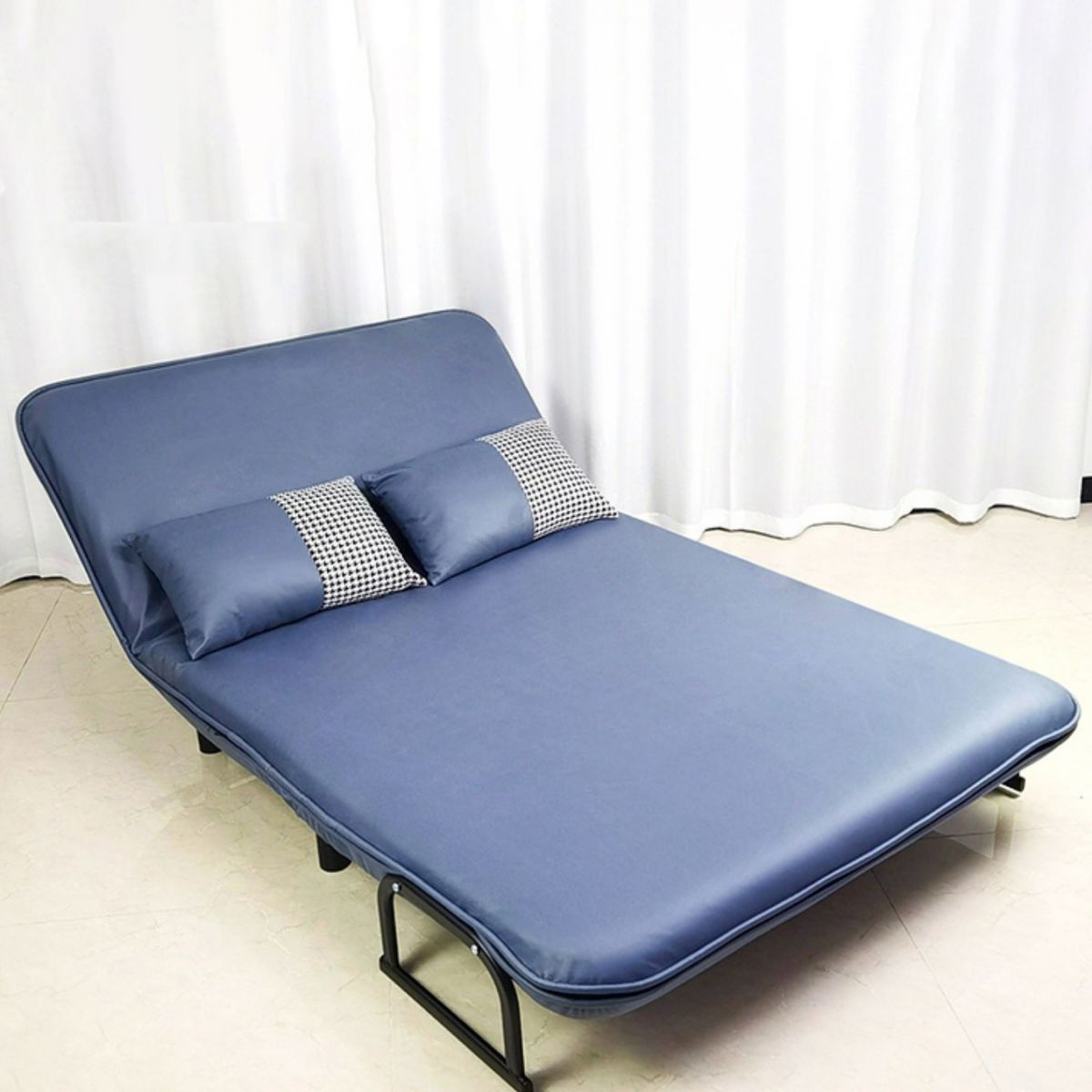 Modern Faux Leather Sofa 28.34" D x 32.28" H Recessed Arm Sofa