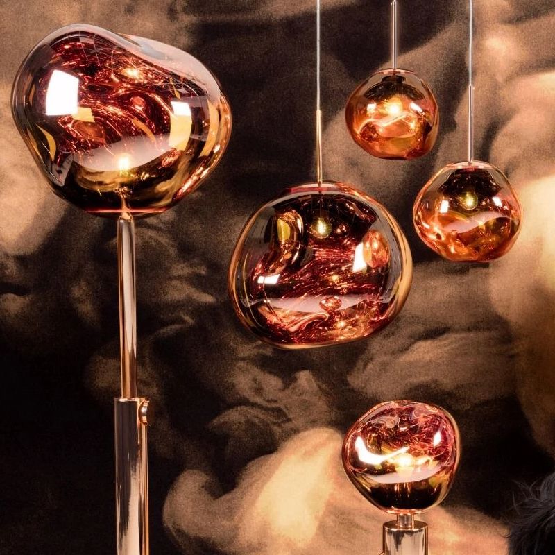 Contemporary Colorful Glass Hanging Light Creative Metallic Pendant Lighting Fixture