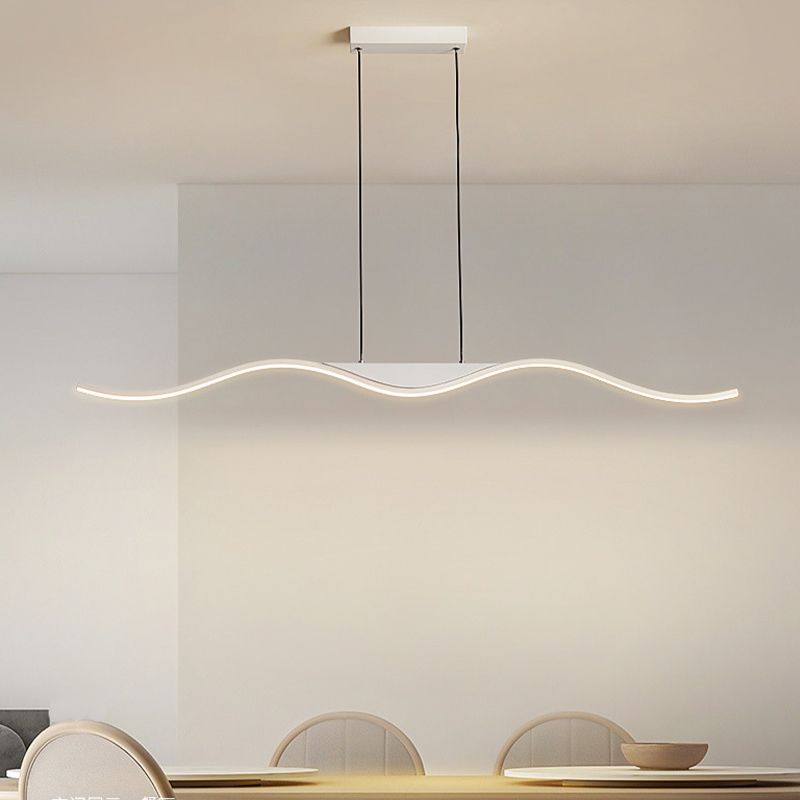 White Single Modernism Kitchen Island Lighting Unique Metallic Ceiling Light