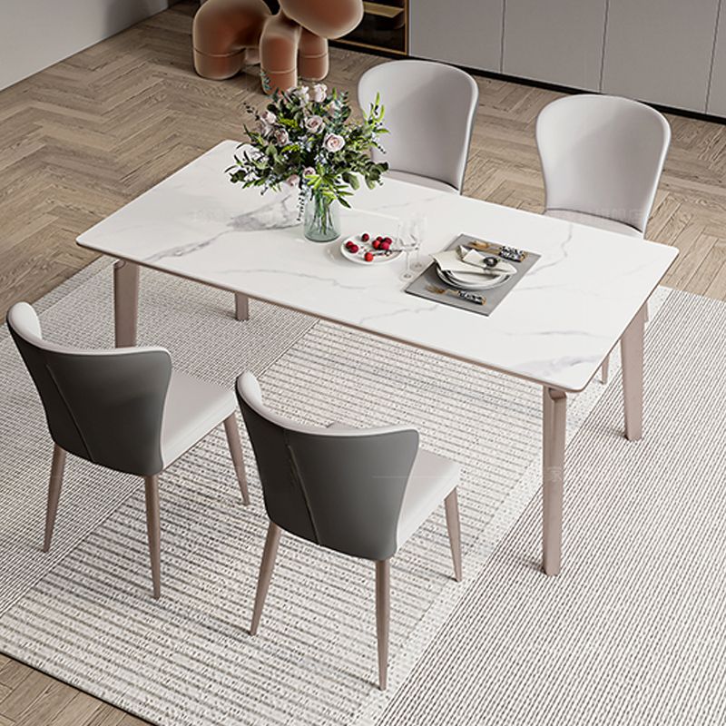 Modern Sintered Stone Top Table Rectangle Table with Metal Base