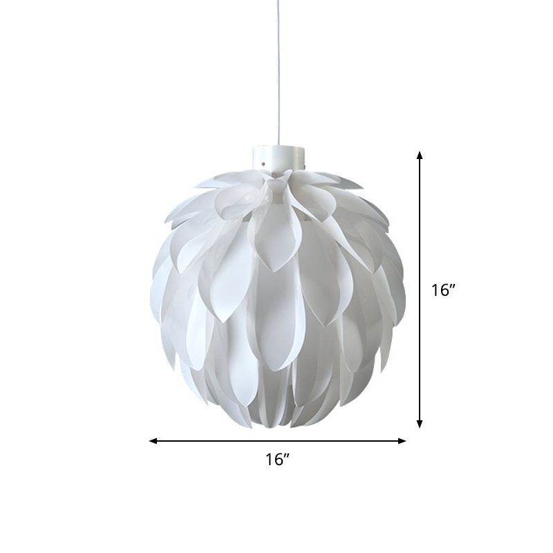 White Artichoke Hanging Lamp Minimalist Stylish 1 Head Acrylic Pendant Ceiling Light