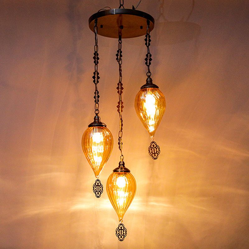 Lampada a sospensione in vetro in vetro in stile industriale in tela lacrima per soggiorno per soggiorno