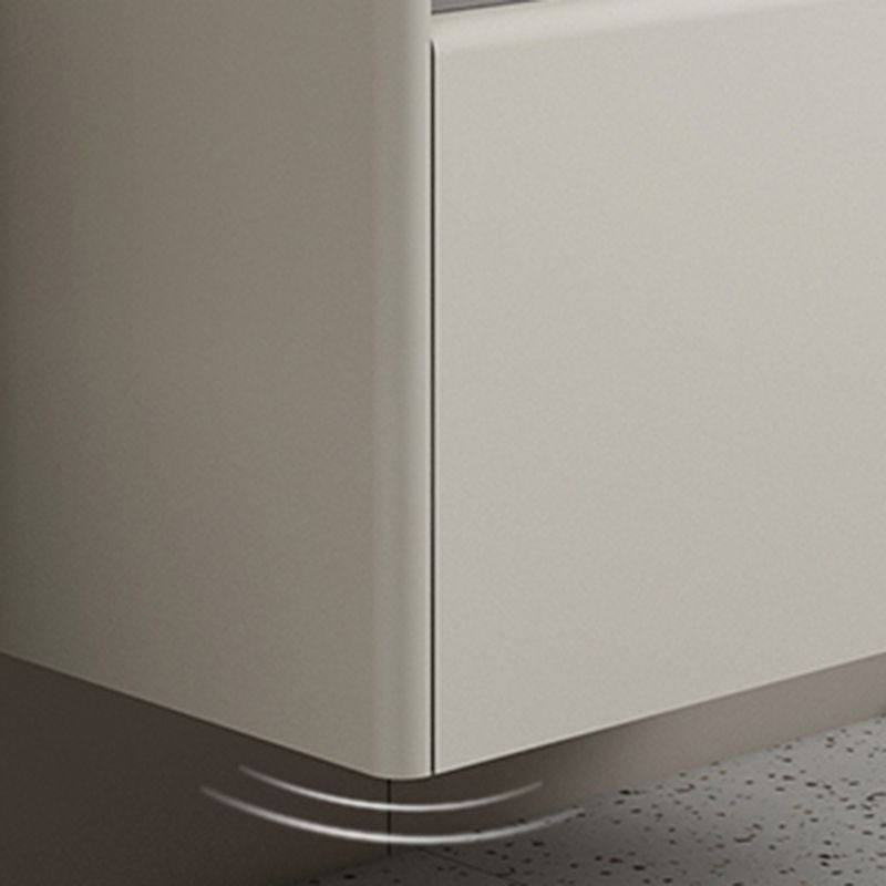 Modern Metal Sink Vanity Wall Mount Khaki Tone Bathroom Vanity with Mirror Cabinet