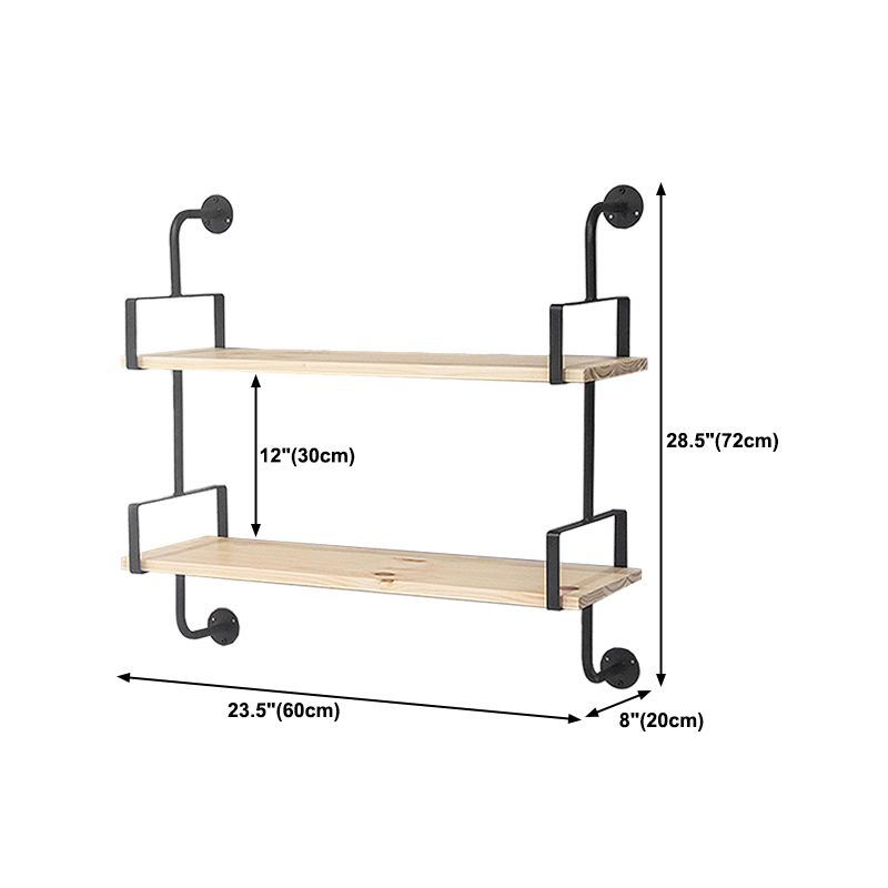 Industrial Wooden Floating Bookshelf Home Wall Mounted Bookcase