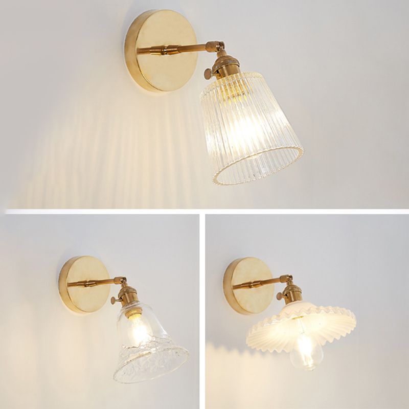 Gold Modern Styly Glass Lampa de pared de la lámpara de pared Ajustable Luz de aplastador de una sola bombilla