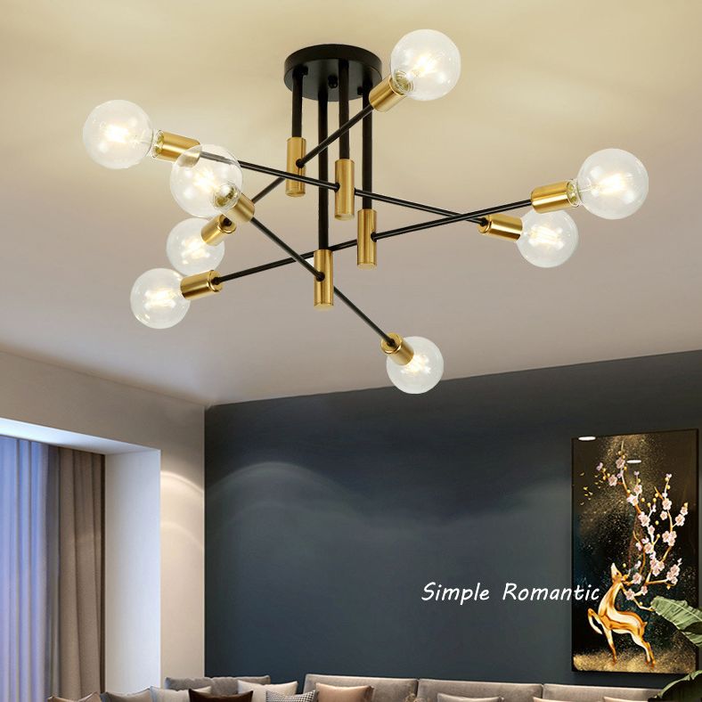 Zwart metalen hangende kroonluchter licht modern glazen schaduw plafond kroonluchter voor woonkamer