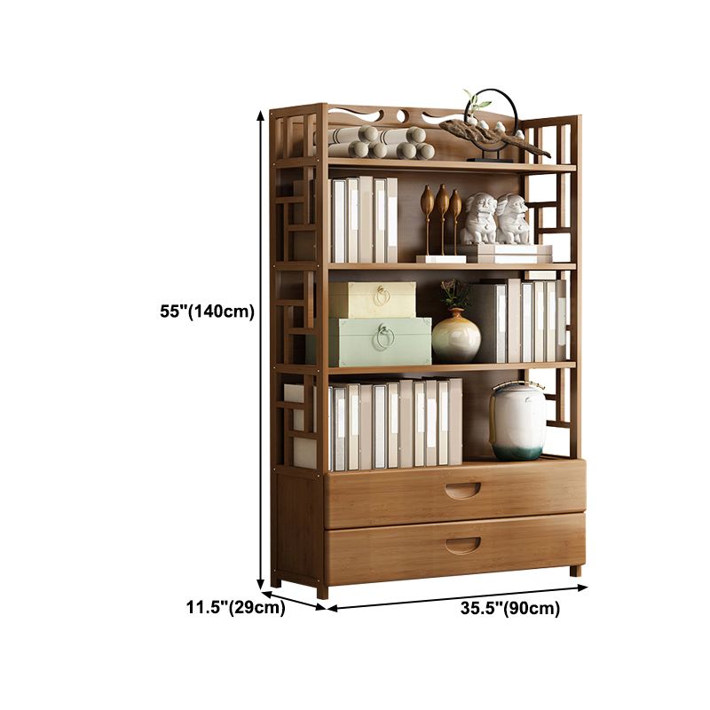 Brown Color Modern Style Bookshelf Closed Back Wood Bookcase