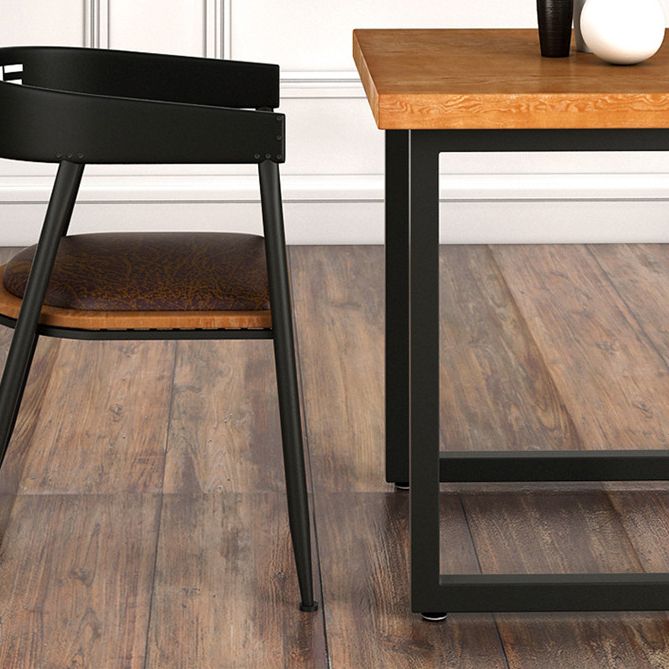 Industrial Style Solid Wood Dining Table Brown Square Table with Black Frame for Dinning Room