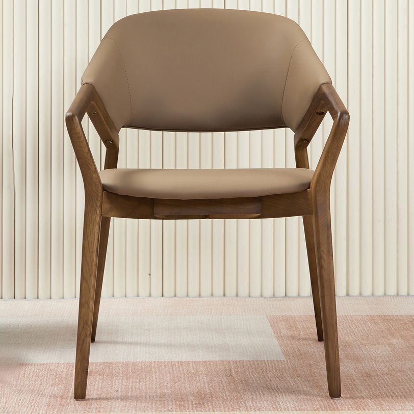 Contemporary Upholstered Arm Chair Home Solid Wood Dining Chair