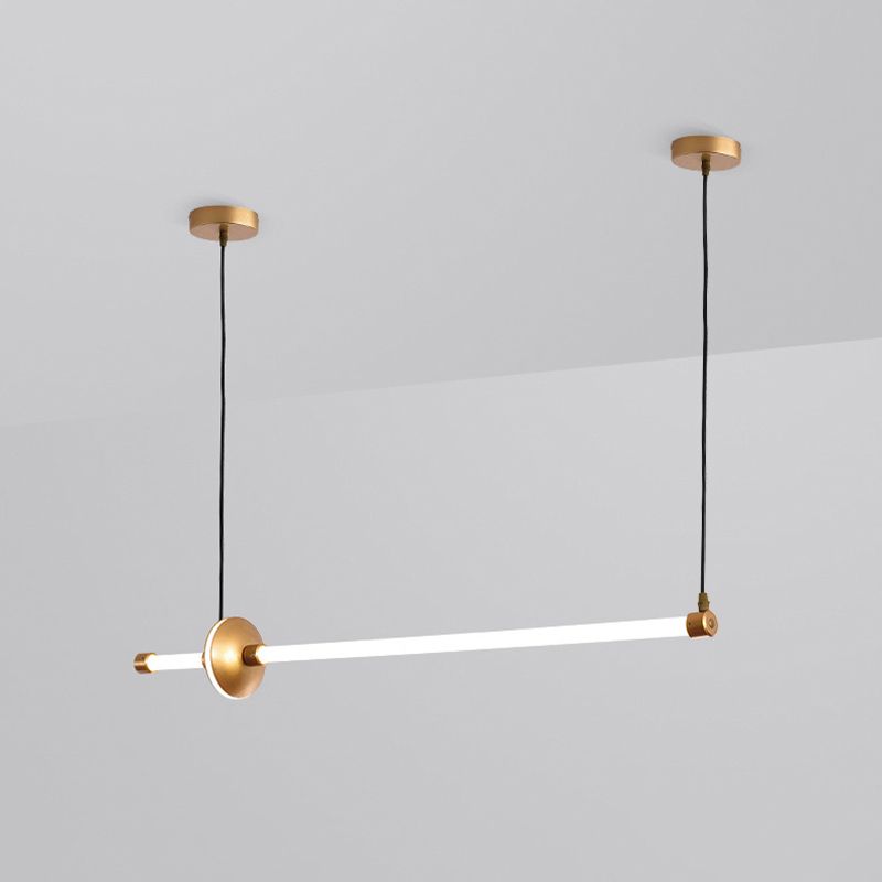 Metal Linear Island Pendant Modern 2-Light Island Lighting for Dining Room
