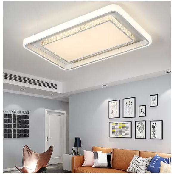 White 2-Tier Flush Light Nordic LED Crystal Ceiling Flush Mount for Living Room