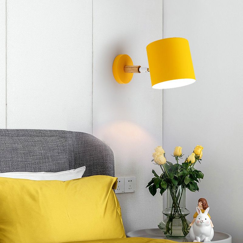 Modern Style Cylinder Wall Light Metal 1 Head Wall Lamp for Kid Bedroom Corridor