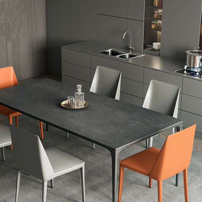 Modern 1/4/5/7 Pieces Black Dinette Set with Sintered Stone Top Rectangle Dining Table Set