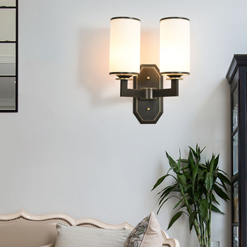 Cylinder Shape Glass Vanity Lamp Modern Style 1/2 Light Vanity Light Fixture