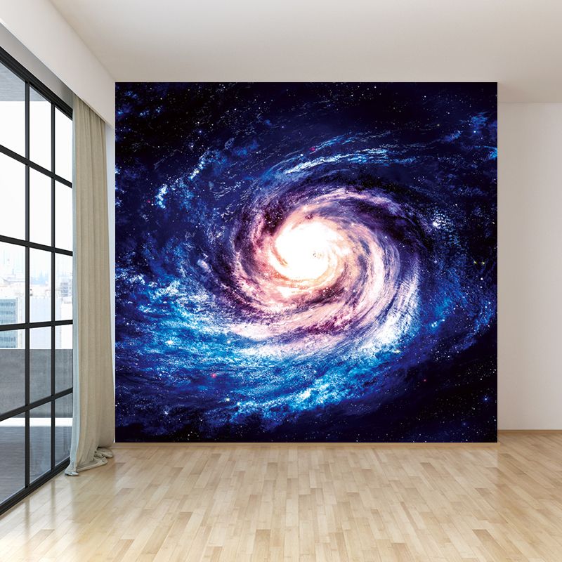 Contemporary Boys Mural Decal Miraculous Stars Spiral Scenery Blue Wall Covering